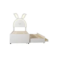 lit cabane enfant lit 90 x 200 cm canapé-lit avec tiroir lit gigogne et lumière led velours beige