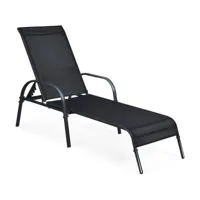 giantex chaise bain de soleil inclinablelongue de jardin avec dossier réglable sur 5 positions transat de relation avec accoudoirs pour plage, jardin, balcon, piscine