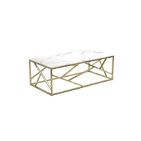 jaipur - table basse rectangulaire effet marbre blanc et métal doré jaipur-mar-dor