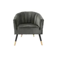 fauteuil royal effet velours - 1 place - vert taupe lm1851tp