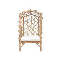 fauteuil de jardin cocon en bois de teck avec coussin blanc - palapa