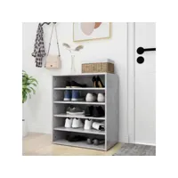 armoire à chaussures gris béton 60x35x70 cm