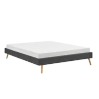 cadre de lit lora en tissu avec sommier à lattes - gris foncé, largeur - 140 cm