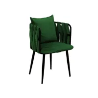 chaise avec accoudoir sawyer métal noir et velours vert