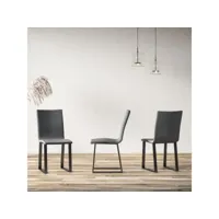 chaise en éco-cuir baffy soft avec pieds anthracite assise gris set 2 pièces