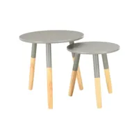 lot de 2 tables d'appoint bouts de canapé  tables basse gris pin massif meuble pro frco70605
