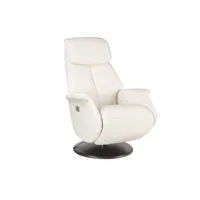 fauteuil de relaxation électrique 2 moteurs - aetos - cuir blanc