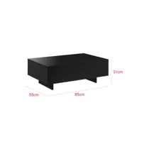 table basse de salon élégante stylée 85 x 55 x 31 cm panneau de particules mélaminé de 15 mm noir brillant helloshop26 03_0006140