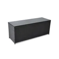 coffre boîte meuble de jardin rangement 150 x 50 x 60 cm résine tressée noir helloshop26 02_0013114