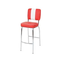 2x tabouret de bar avellino, chaise de comptoir, design rétro des années 50, similicuir ~ rouge, blanc