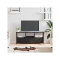 meuble tv, banc tv, meuble de rangement noir 102x33x45 cm bois d'ingénierie et fer meuble pro lww36095
