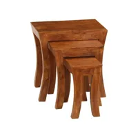 vidaxl table gigogne 3 pcs bois massif d'acacia 50x35x50 cm marron 246101