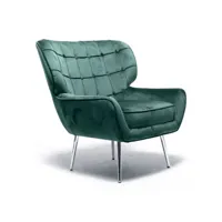 fauteuil en tissu velours vert - marta - l 80 x l 68 x h 80 cm