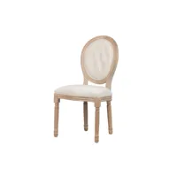 chaise capitone lin beige 48x46x96 cm