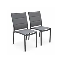 lot de 2 chaises - chicago - odenton anthracite - en aluminium anthracite et textilène gris taupe. empilables