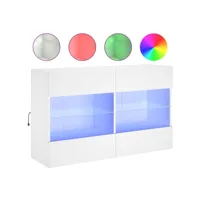 meuble tv mural avec lumières led blanc 98,5x30x60,5