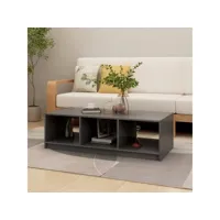 table basse table de salon  bout de canapé gris 110x50x34 cm bois de pin massif meuble pro frco81675