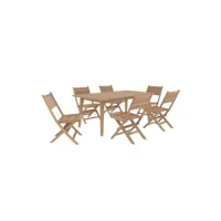 ensemble table et chaises de jardin barton 6 personnes en bois de teck