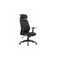 chaise de bureau dapril, fauteuil présidentiel avec accoudoirs et appui-tête, chaise de bureau ergonomique, 63x62h117/126 cm, noir 8052773857666