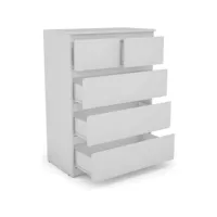 giantex commode avec 5 tiroirs, armoire multifonction moderne avec rails en métal, 75 x 42 x 104 cm, peu encombrant blanc