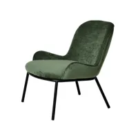 alvin - fauteuil lounge, tissu chenillé sauge et pieds noir mat