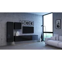 ensemble de meubles de salon 2 - noir/noir brillant - style moderne vivo set 2