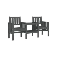 banc de jardin avec table 2 places - banc exterieur - banquette de jardin gris bois massif de pin togp43853