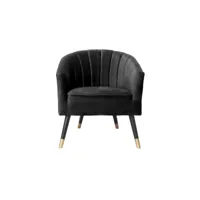 fauteuil 1 place en polyester effet velours - noir