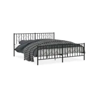 moderne structure de lit métal avec tête de lit/pied de lit noir 183x213 cm deco461548