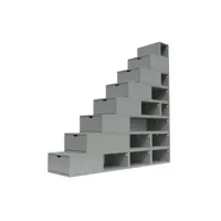 escalier cube de rangement hauteur 200 cm  gris esc200-g