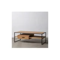 table basse bois de frêne métal 1 tiroir mesa 719