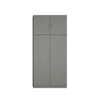 armoire de rangement 2 tringles penderie 4 portes largeur 100 cm coloris gris graphite mat 20100887775