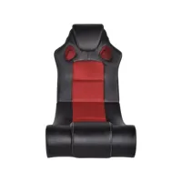 fauteuil salon confortable, fauteuil à bascule à enceinte noir et rouge similicuir pwfn24083