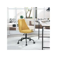 chaise de bureau scandinave jaune tissu à roulettes réglable hauteur d'assise 46-56cm