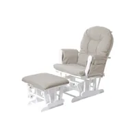 fauteuil relax hwc-c76 fauteuil à bascule, rocking-chair, tissu ~ crème, monture blanche