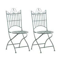 lot de 2 chaises de jardin pliables sadao en fer , vert antique