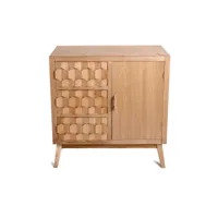 meuble de rangement, commode en bois pin motifs 4 rangements scandinave 75x30x78cm