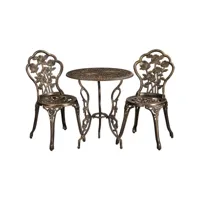 ensemble de table et chaise salon de jardin balcon kit de bistro 2 chaise 1 table bronze