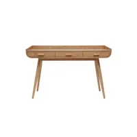 bureau avec rangements 3 tiroirs scandinave bois clair l132 cm hallen