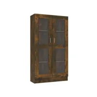 étagère de rangement, armoire à vitrine chêne fumé 82,5x30,5x150 cm bois d'ingénierie salon97774