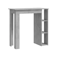 table de bar, table haut table de cuisine avec étagère gris béton 102x50x103,5 cm aggloméré togp41628