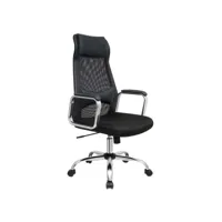 fauteuil de bureau en toile chaise ergonomique siège pivotant réglable mécanisme basculant respirant avec appui-tête support lombaire pour bureau charge 140 kg noir helloshop26 12_0001372