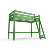 lit mi-hauteur abc 90x200 bois avec échelle inclinée 90x200  vert hautabc-ve