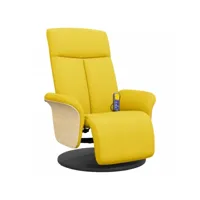 fauteuil inclinable de massage repose-pieds, fauteuil de relaxation, chaise de salon jaune clair tissu fvbb91031 meuble pro