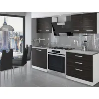 tempera - cuisine complète modulaire + linéaire l 120 cm 4 pcs - plan de travail inclus - ensemble armoires meubles cuisine - ébène