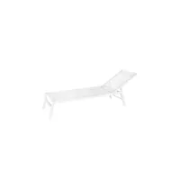 bain de soleil textilène blanc-aluminium blanc - vado - l 199 x l 61 x h 92 cm - neuf