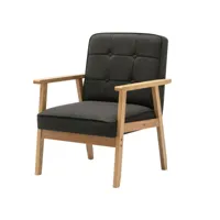 douglas - fauteuil lounge en tissu anthracite et bois massif