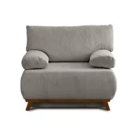 cristal - fauteuil - convertible avec coffre - en velours côtelé - best mobilier - gris clair