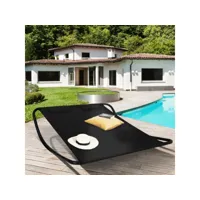 lit bain de soleil 180 cm avec toile noire structure noire