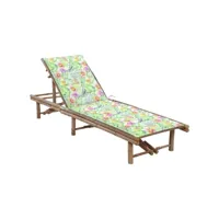 transat chaise longue bain de soleil lit de jardin terrasse meuble d'extérieur avec coussin bambou helloshop26 02_0012295